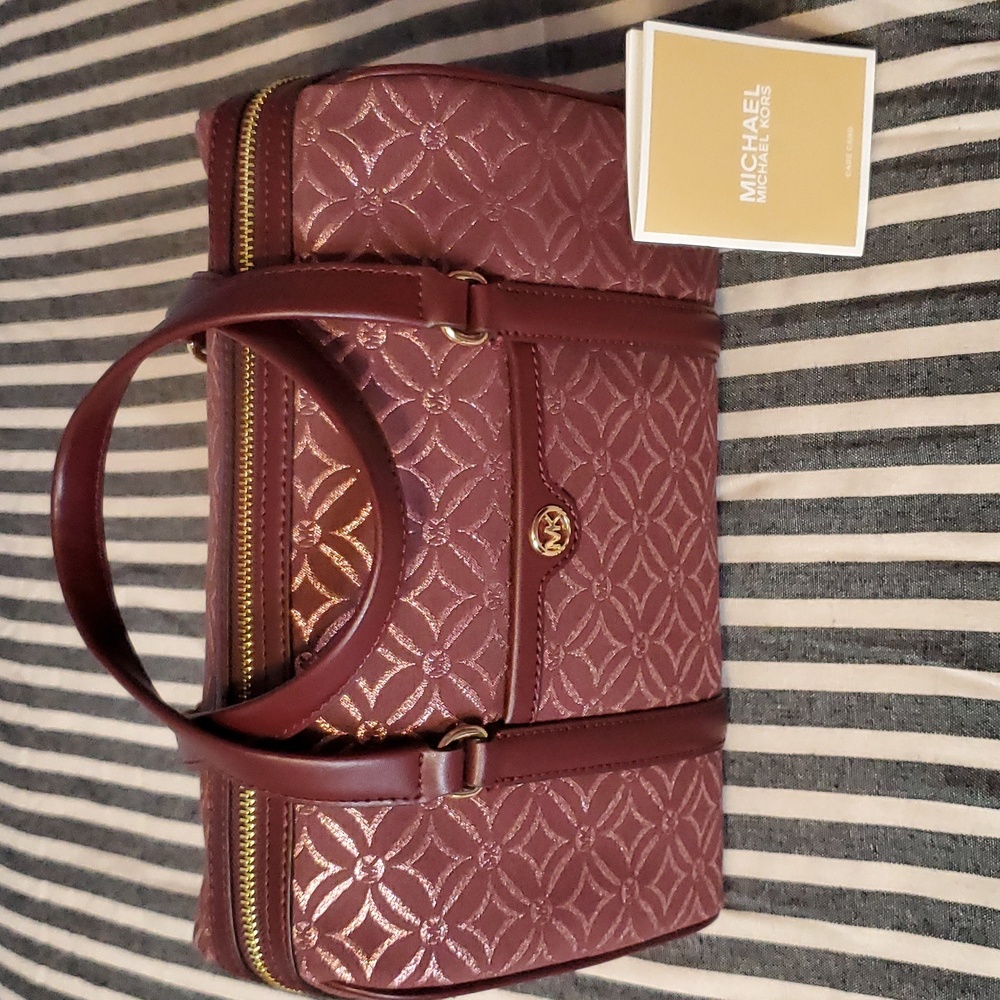 Michael Kors Oxblood Travel Duffle Satchel